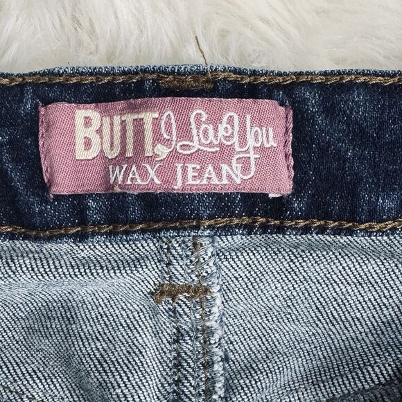 Wax Butt I Love You Skinny Ankle Jeans 3 Blue Distressed Juniors Measure 26 x 26 - Picture 3 of 7